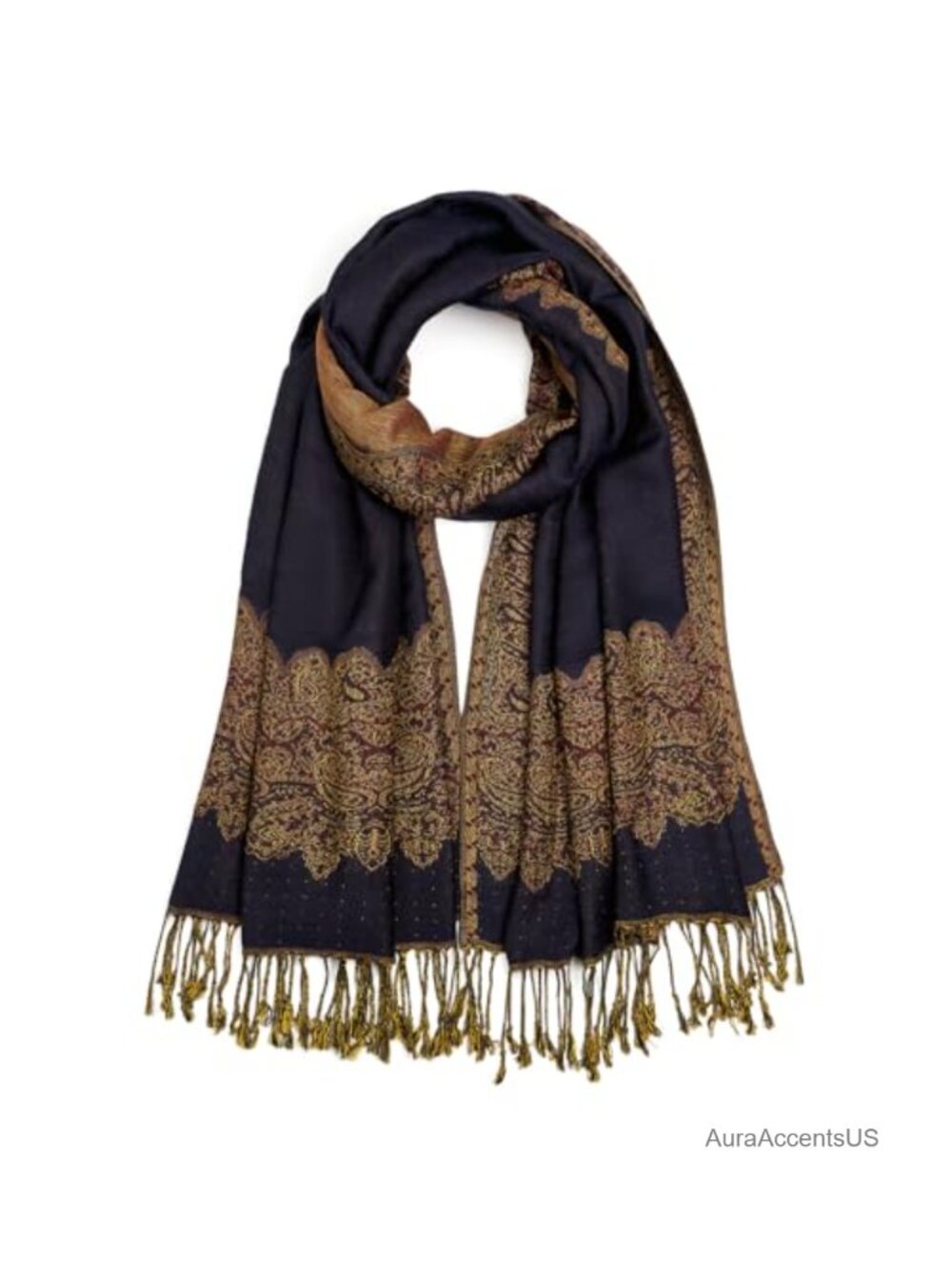 Paisley Pashmina Shawl Wrap Reversible Jacquard Fringe Festival Scarf
